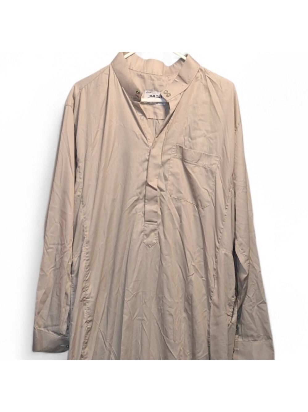 Men’s Thobe Dishdasha Beige XL Traditional Middle Eastern Robe Long Sleeve